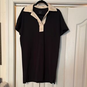 Everlane Black Dress with Cream Collar